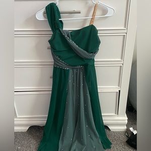 light and dark green mid-length dance costume dress